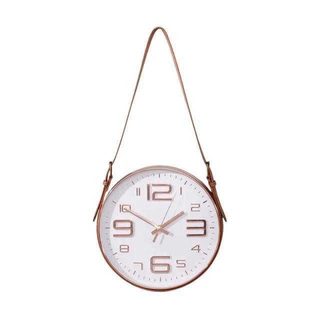 Horloge murale au design moderne avec bracelet en cuir – Une touche décorative élégante pour la maison