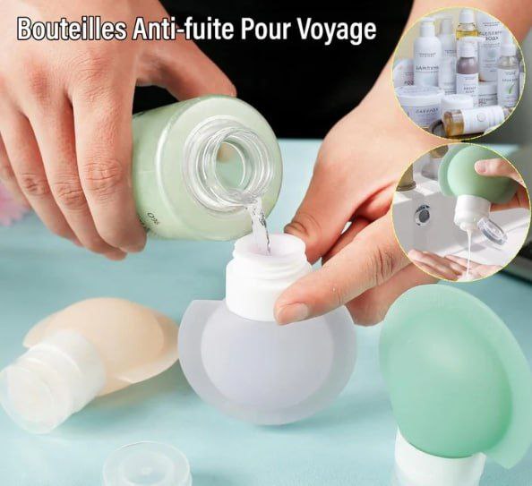 Ensemble de flacons en silicone portables – la solution idéale pour organiser vos essentiels en voyage !